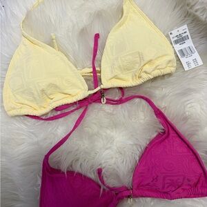 Hollister Yellow and Hot Pink Triangle Bikini Top Set both included